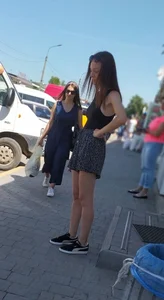 Skinny Girl in a Skirt on the Street Candid Pic