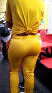Ebony showing VPL in outfit