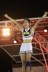 Bunch of athletic Thai cheerleaders at a competition