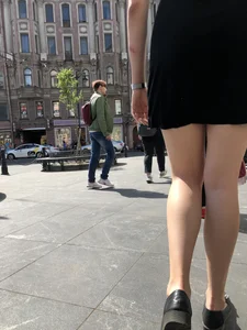 NIce candid girl wearing a skirt street closeups