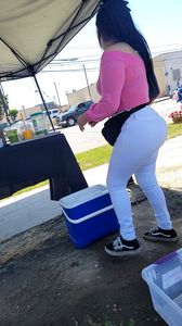 Juice lady in white tight jeans showing me her goods 2