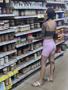 Tatted asian chick w/VTL in pink shorts