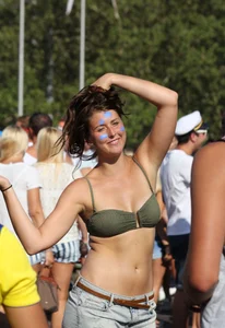 Boobs out in public in either bikini tops or bras
