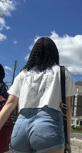College women 18+ in jean shorts