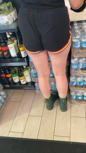 Sexy brunette in short shorts