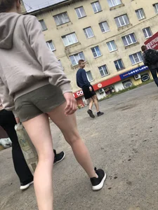 Young Girl With Hot Legs Passing By Adjusting Her Shorts Street Creepshots Series