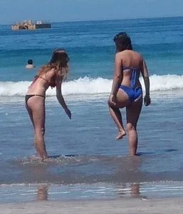 Skinny and thick beach girls out in bikinis