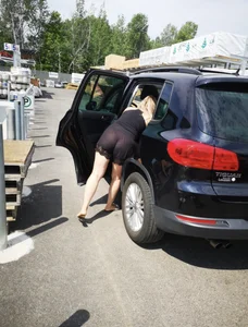 See thru ! black top short shorts ! Red thong