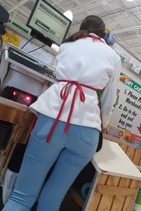 Teen at work in jeans