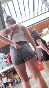 Tight gym shorts showing a fantastic blonde ass