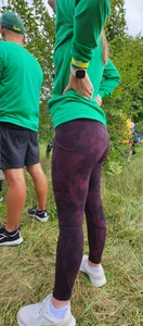 Thin Milf in purple yogas (hint of VPL)