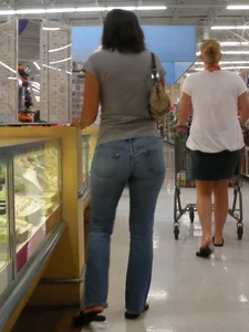 Brunette shopping at Walmart in jeans with nice booty