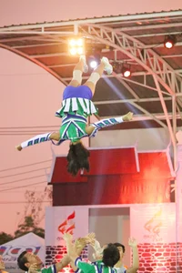 Bunch of athletic Thai cheerleaders at a competition
