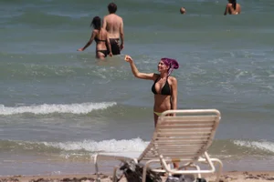 Big collection of various sexy girls on a beach in bikinis