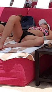 Bikini Brunette Laying Down