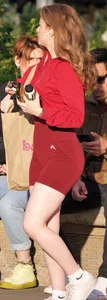 Pretty girl with short shorts wedgie and a great butt & face shots