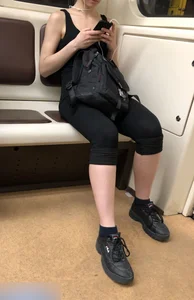 Sexy candid girl in subway