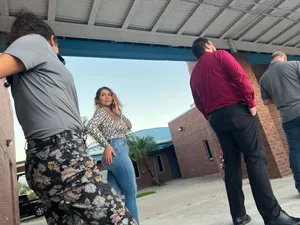 Hot MILF ass in jeans online to vote, think she noticed