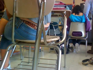 Leopard Whale Tail Panties in College Classroom Candid Pics