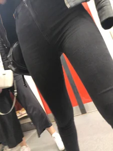 Hot Ass and Legs in Black Tight Jeans in the Subway Train Creep Closeups