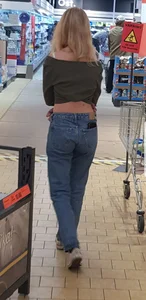Girl in Blue Jeans With Nice Booty at a Supermarket