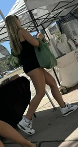 Blonde college girl showing ass sexy shorts