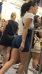 Thick Latina Baddie in tight blue spandex shorts ️