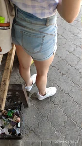 Hot Legs in Shorts on the Bus Stop Candid