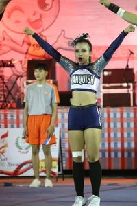 Bunch of athletic Thai cheerleaders at a competition