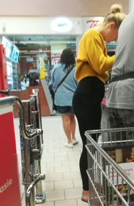 blonde milf in the mall, bends over