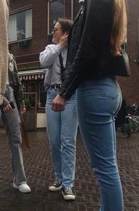 Nice looking girl with a little sexy bubble ass in tight jeans