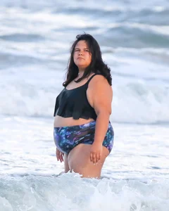 Extra thick girl at the beach in a bikini