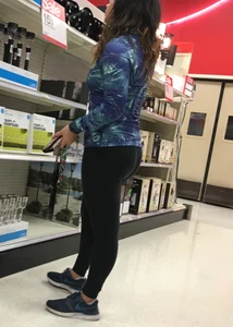 Brunette with glasses and nice ass shopping at Target in leggings