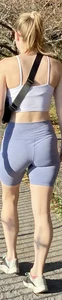 Sexy Asian and blonde runners in tight yoga pants and shorts