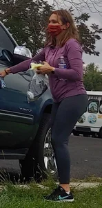 Chubby Girl in Grey Leggings at a Parking Lot Creepshots Collection