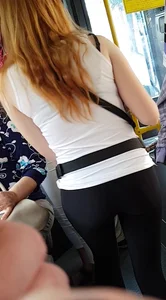 Redhead Girl in Yoga Pants Bus Candids