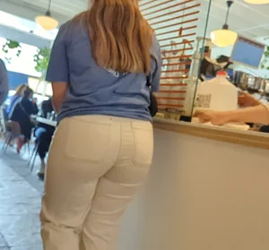 PAWG with big booty in white jeans