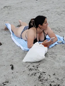 Pawg bikini resting on beach