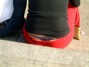 Bunch of girls with their thongs hanging out