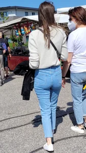 Tight blue jeans creepshots compilation