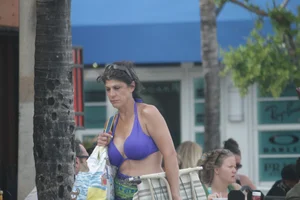 Saint Patrick's Day girls in bikinis at Deerfield Beach in Florida