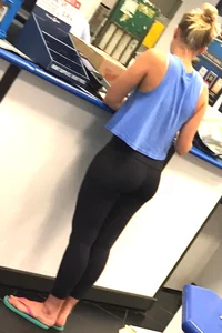 Beautiful blonde at the post office in lulus
