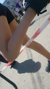 Thin Teen Legs and Booty in Shorts - Street Closeup Creepshots Series