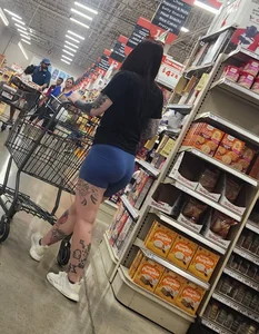 Out In The Wild 59 (tatted up bubble butt blue legging shorts)