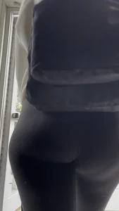 Tall Blonde College Girl In Black Leggings
