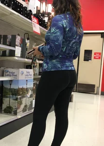 Brunette with glasses and nice ass shopping at Target in leggings