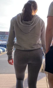 Grey Leggings walking