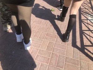 Carnival girls wearing pantyhose, spandex shorts, stockings, skirts and other outfits