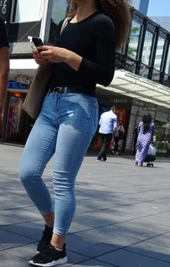 Hot Legs in Blue Tight Jeans on the Street