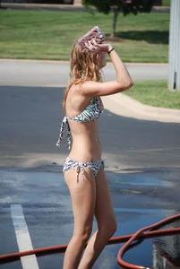 Various sexy girls at car washes in bikinis